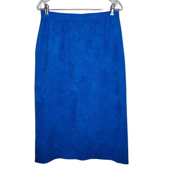 3 Piece Lot Suede Skirts Blue Red Tan Zip Up Back Pockets - Picture 1 of 12